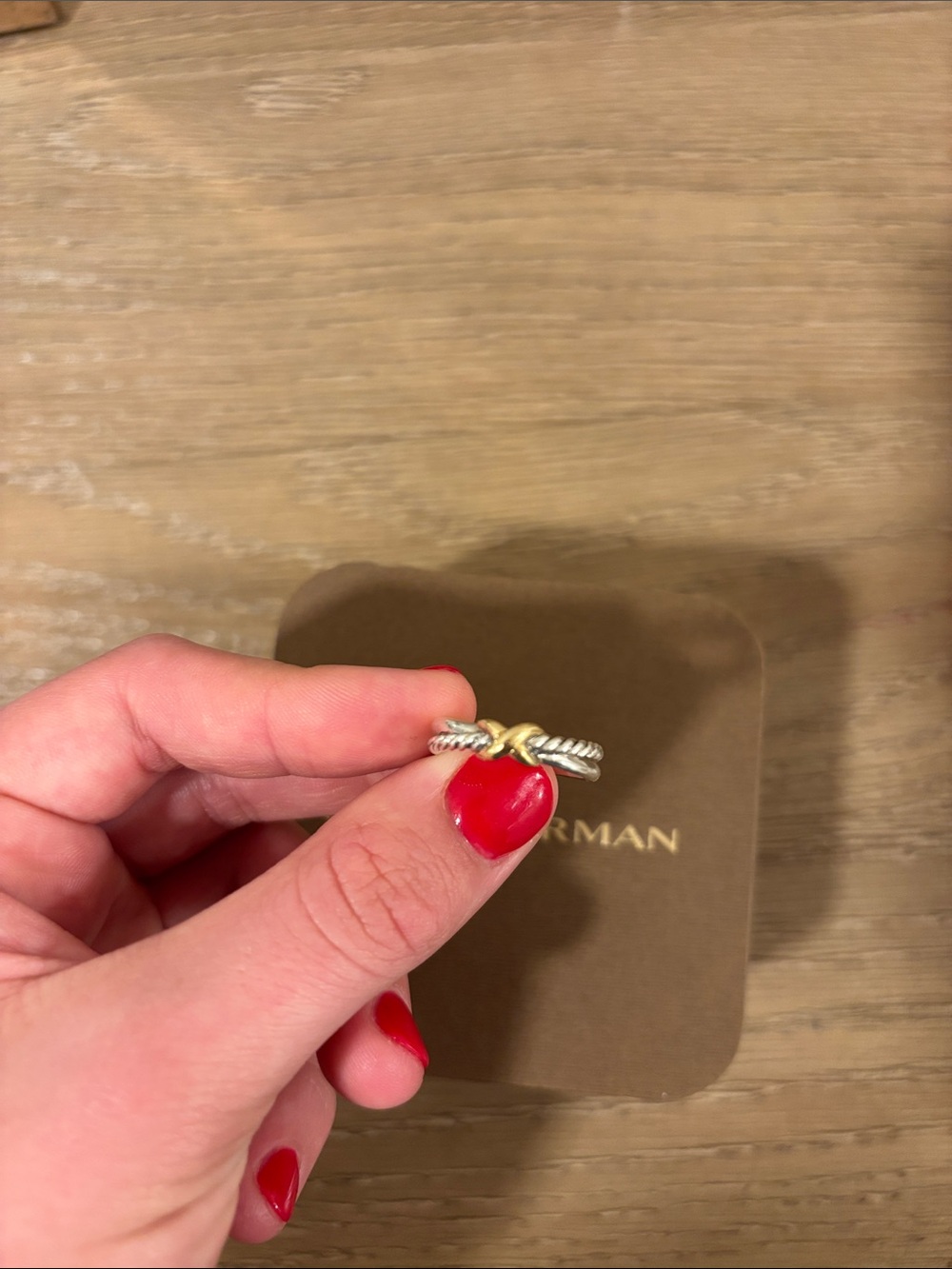 David Yurman Petite X Ring in Silver with 18K Gold